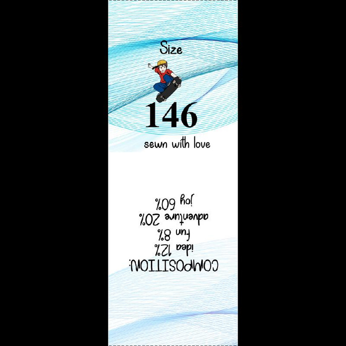 Štítek chlapecký "SKATER" DE - rozměr 146 - Sada 9 ks