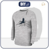 MEN’S SWEATSHIRT - EAGLE (ADVENTURE) / melange light  grey - Elastic brushed knit fabric XXL