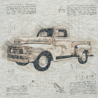 RETRO AUTO M. 3 / melange hellgrau - Paneel (75cm x 80cm)