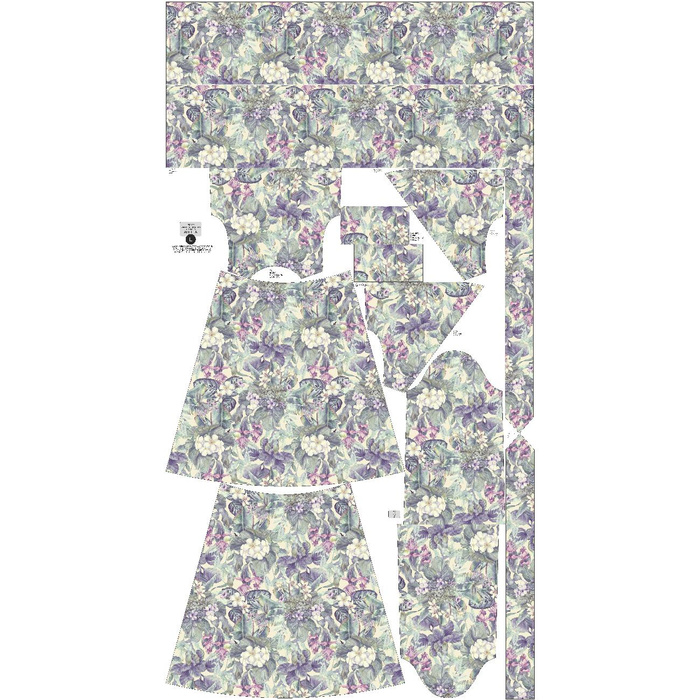 SUKIENKA KOPERTOWA Z FALBANKĄ "ABELLA" (L) - PURPLE FLORAL - zestaw do uszycia 