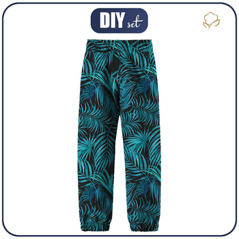 SOFTSHELL-HOSE (YETI) - PALMENBLÄTTER Ms. 5 / schwarz - Nähset