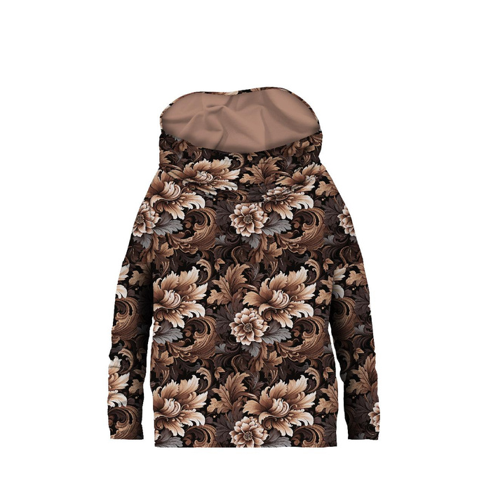 FLOWERS WZ.9/ Mocha Mousse  - looped knit fabric
