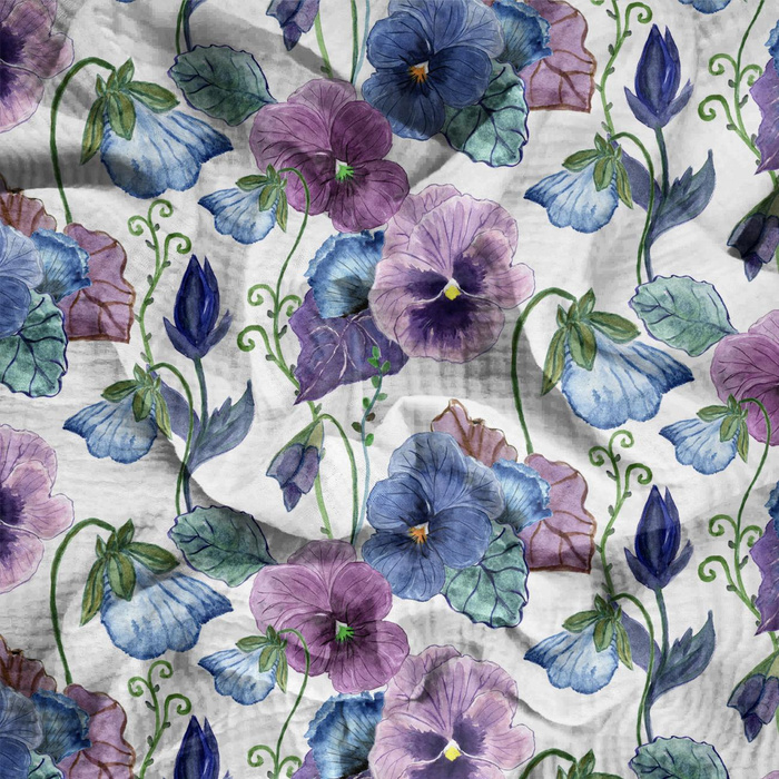 PANSIES (BLOOMING MEADOW) - Cotton muslin
