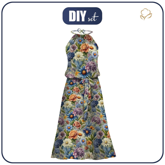 DRESS "DALIA" MAXI (XXL-XXXL) - FLOWERS PAT.15 - sewing set 
