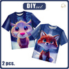 2-PACK - T-SHIRT DZIECIĘCY - ANIMOWANE ZWIERZAKI WZ. 2 - ZESTAW DO USZYCIA (152/158)