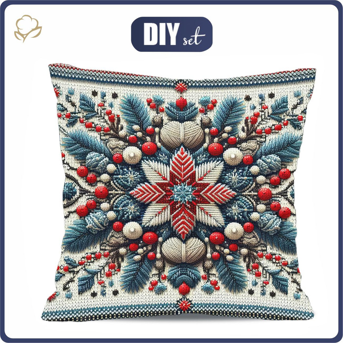 PILLOW 45X45 - CHRISTMAS SWEATER wz.1 - Upholstery velour - sewing set