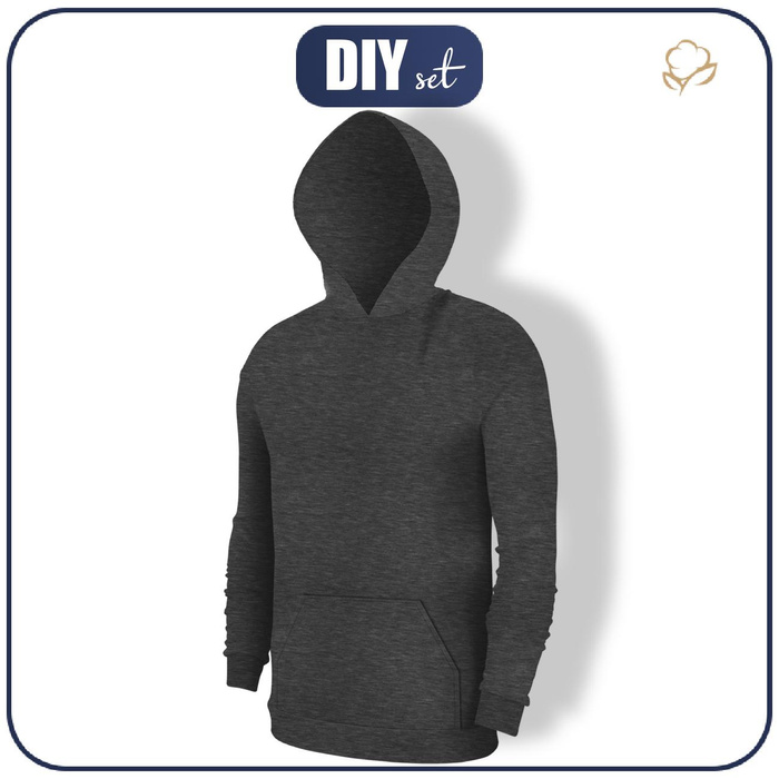 HERREN HOODIE (COLORADO) - MELANGE GRAPHIT - Nähset XS