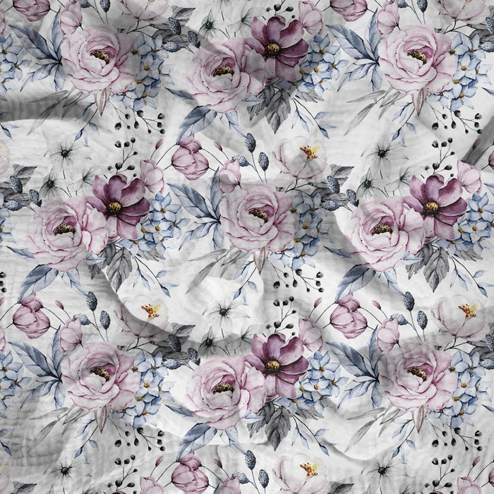 WATERCOLOR BOUQUET Pat. 4 - Cotton muslin