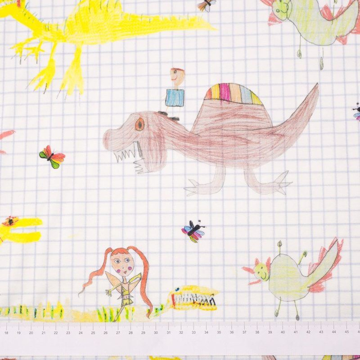 ŚWIAT DINO / krata błękitna - single jersey TE210