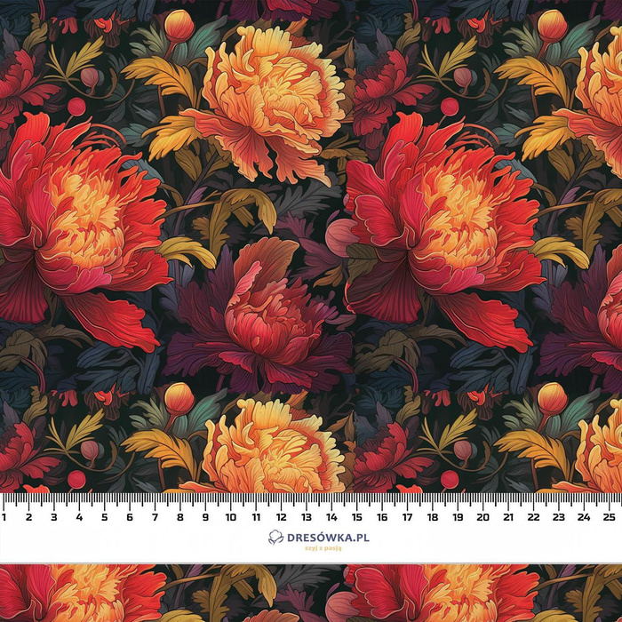 VINTAGE CHINESE FLOWERS VZ. 3- single jersey s elastanem ITY