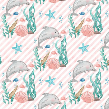 DOLPHINS / STRIPES (MAGICAL OCEAN) / pink