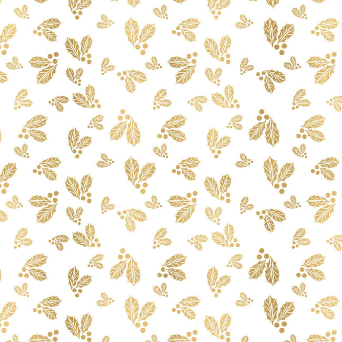 GOLDEN HOLLY (WHITE CHRISTMAS) - Cotton woven fabric