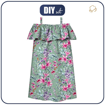 Bardot neckline dress (LILI) - SPRING MEADOW PAT. 3 - sewing set - 146-152
