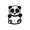 PANDA / MINT size "S" 30x45 cm - white (front) - Cotton woven fabric panel
