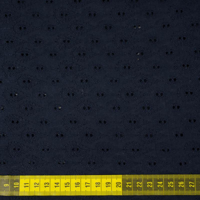 TROPFEN / navy - Bestickter Baumwollstoff