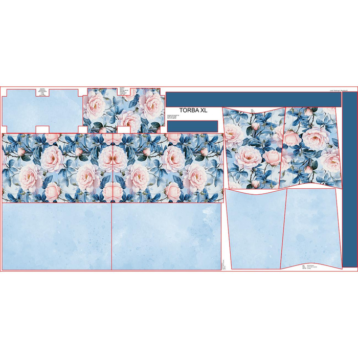 Torba XL z saszetką 2 w 1 - PASTEL FLOWERS WZ.14 - zestaw do uszycia