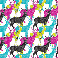 COLORFUL DEERS - Cotton woven fabric