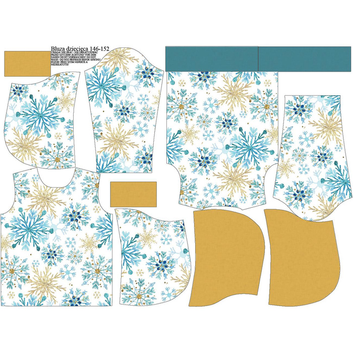 KID'S HOODIE (ALEX) - BLUE SNOWFLAKES - looped knit fabric (98/104)