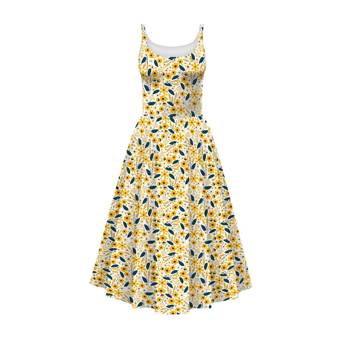 DRESS "ISABELLE" - SMALL FLOWERS pat. 2 / white - sewing set XL