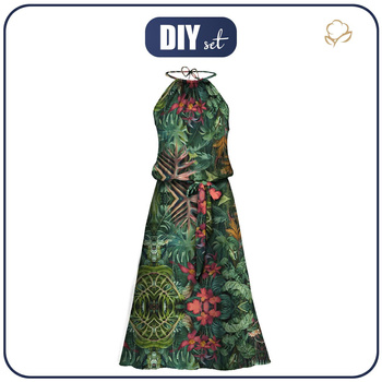 DRESS "DALIA" MAXI - WILD JUNGLE pat. 1 - sewing set L-XL