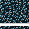100CM BLUE LEAVES / black - looped knit fabric with elastane ITY