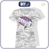 DAMEN T-SHIRT - COMICS / ooops (violet - rot) - Single Jersey XL