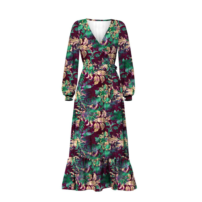 WRAP FLOUNCED DRESS (ABELLA) - FLORAL pat. 1 - sewing set M