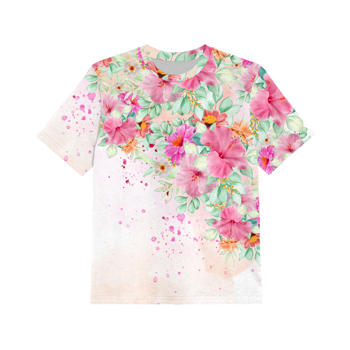 2-PACK - KID’S T-SHIRT - ALCEAS pat. 2 / WATERCOLOR FLOWERS pat. 6 - sewing set (92/98)