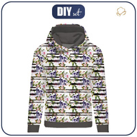 CLASSIC WOMEN’S HOODIE (POLA) - SKULLS ON STRIPES - looped knit fabric