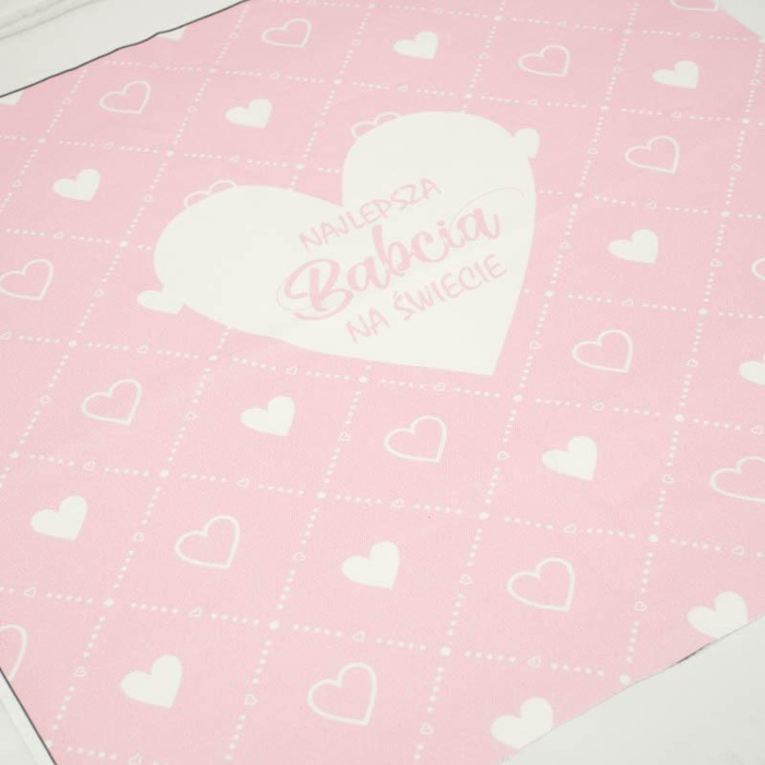 CUSHION PANEL - Najlepsza Babcia na Świecie/ hearts and rhombuses- HOME DECOR PREMIUM 