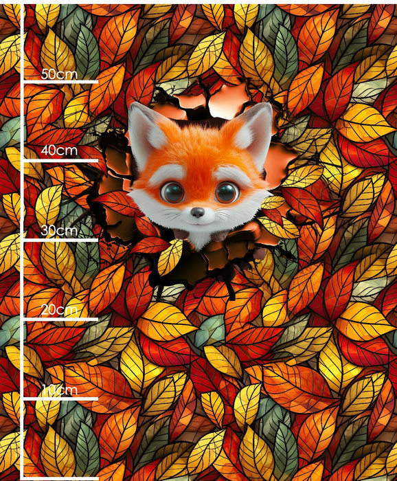 ANIMALS CRACKED wz.7 (FOX) - panel (60cm x 50cm) tkanina wodoodporna/ LIŚCIE / WITRAŻ WZ. 2 