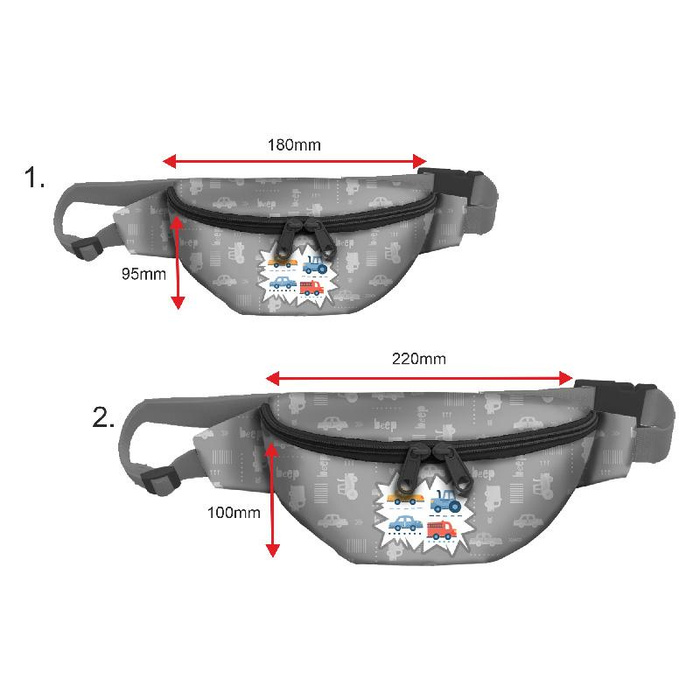 HIP BAG - VEHICLES pat. 2 / white (ADVENTURE BEGINS) - small