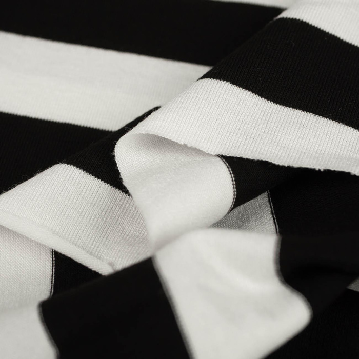 Viskose Jersey - STREIFEN WEIß / SCHWARZ 2,0cm x 2,0cm