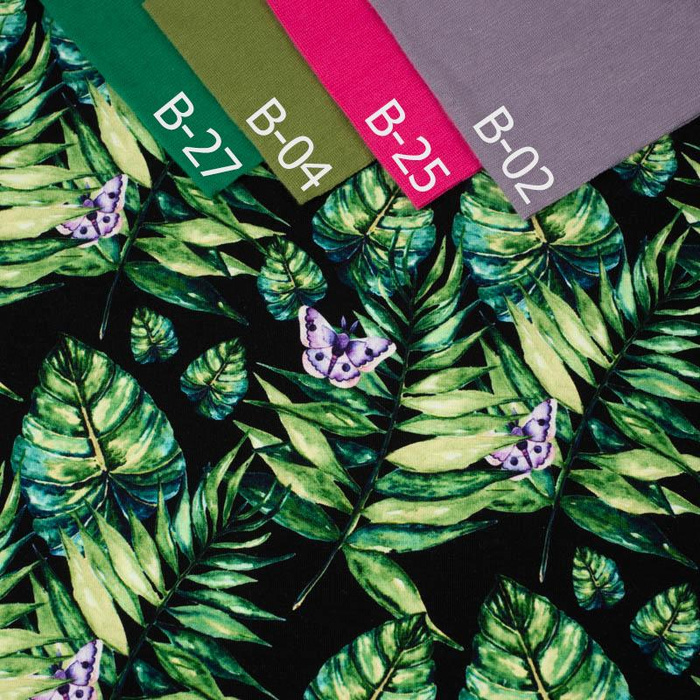 MINI BLÄTTER UND INSEKTEN MS.4 (TROPISCHE NATUR) / schwarz - Single Jersey 