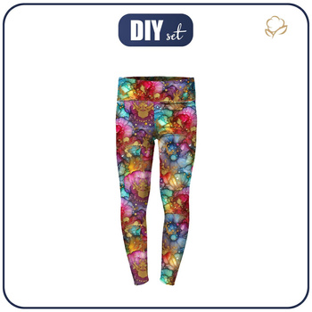 MÄDCHEN THERMO LEGGINGS (DORA) - alcohol ink wz.17 RAINBOW - Nähset 104