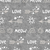 ŠIPKY / love (KOČIČÍ SVĚT) / ACID WASH šedý - tkanina bawełniana