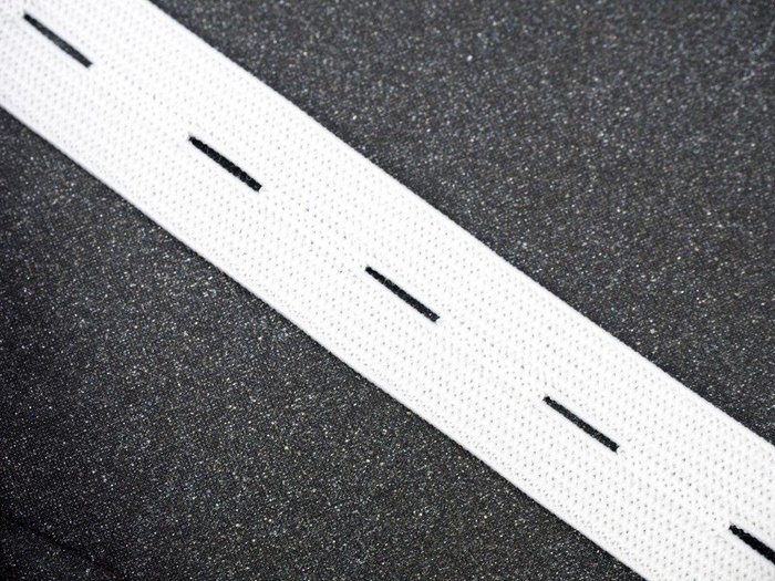 Buttonhole Elastic Tape Webbing - width 20mm WHITE