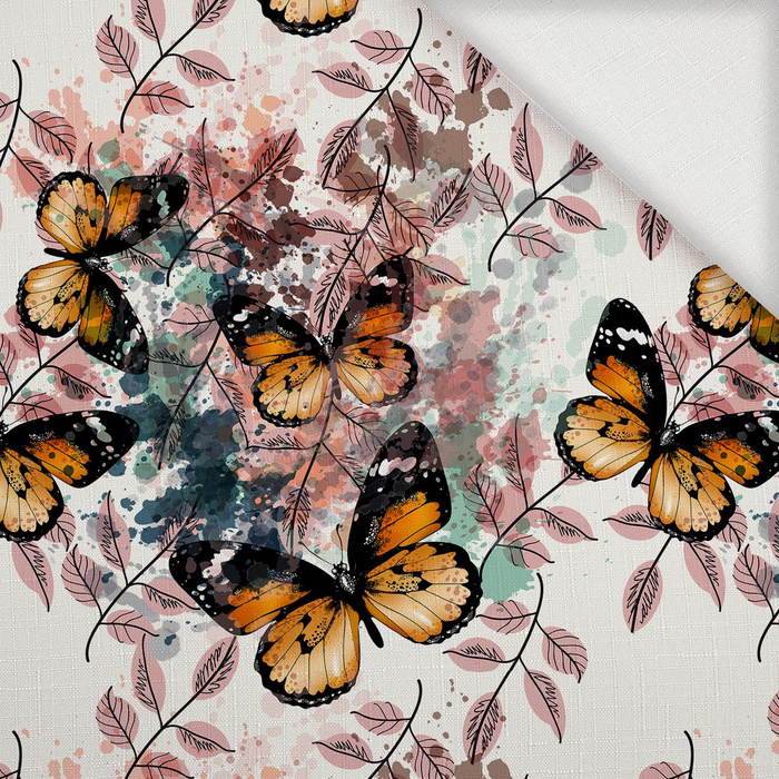Butterfly & Flowers wz.13 - Cotton muslin