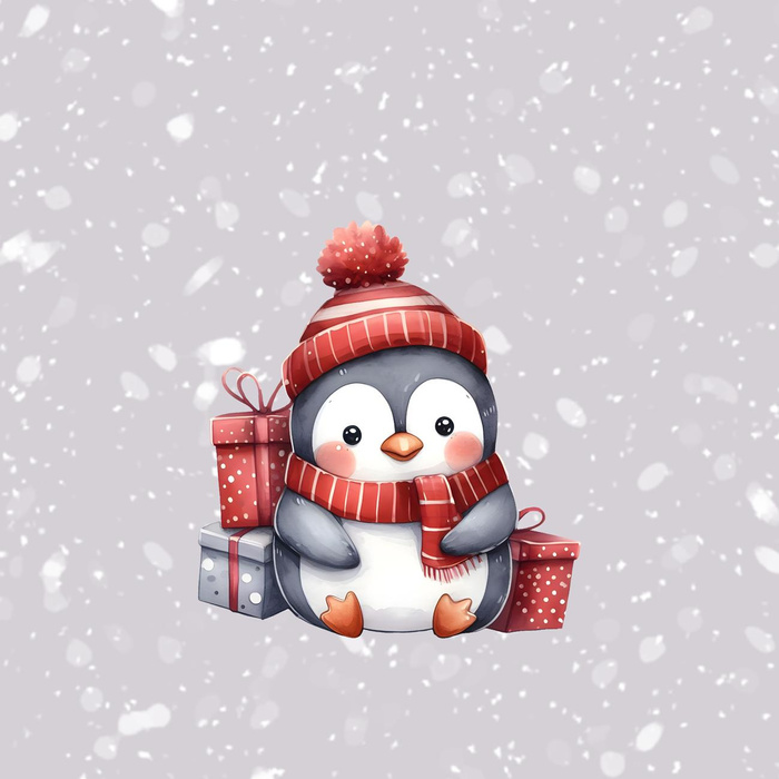 WINTER ANIMALS wz.17 - panel (60cm x 50cm) dzianina drapana z elastanem ITY