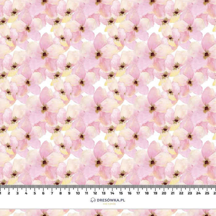 PINK FLOWERS (IN THE MEADOW) - Cotton woven fabric