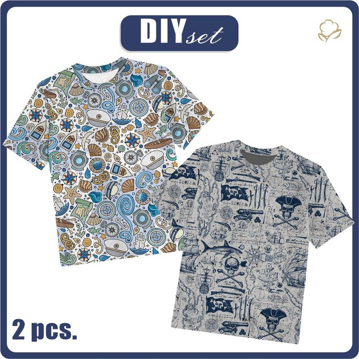 2-PACK - KID’S T-SHIRT - IN THE SEA - sewing set (128/134)