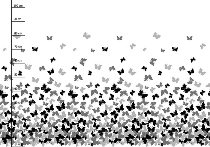 BUTTERFLIES GRAY - panel (105cm x 150cm) brushed knitwear with elastane ITY