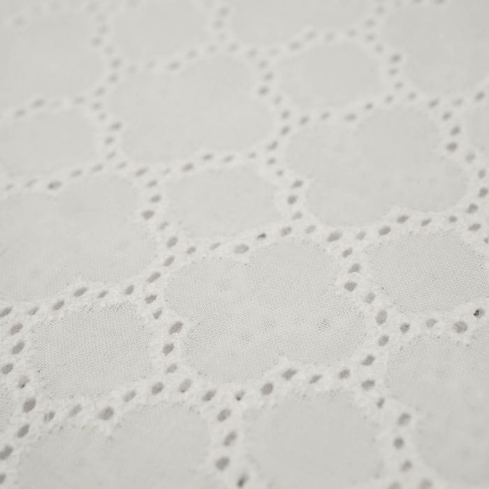  FLOWERS / white - Embroidered cotton fabric