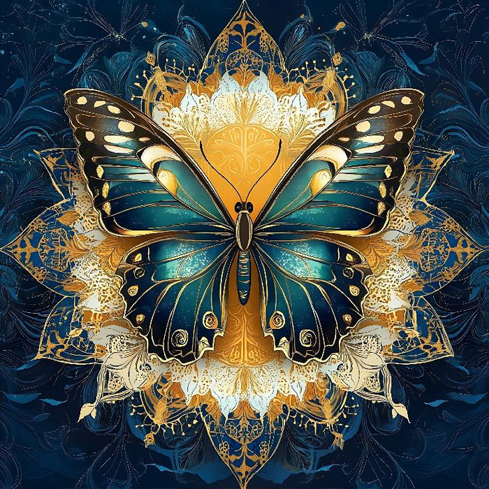 ANIMALS MANDALA wz.13 (butterfly) - panel (75cm x 80cm)  Hydrophobic brushed knit