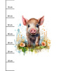 WATERCOLOR PIGGY - panel (75cm x 80cm) Cotton woven fabric