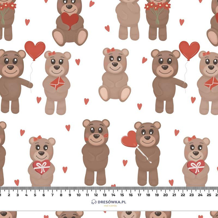 BEARS IN LOVE / white (BEARS IN LOVE) - Cotton woven fabric