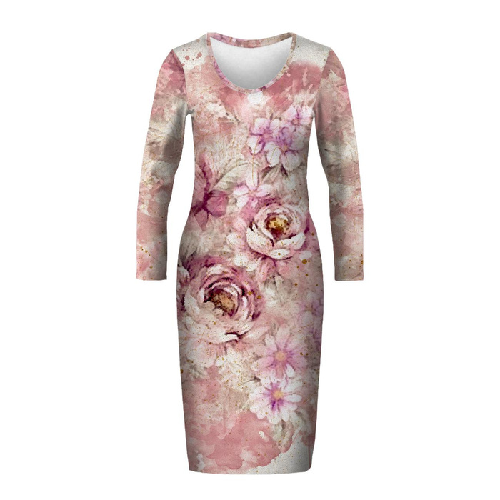 PENCIL DRESS (ALISA) - WATERCOLOR FLOWERS PAT. 6 - sewing set XXL