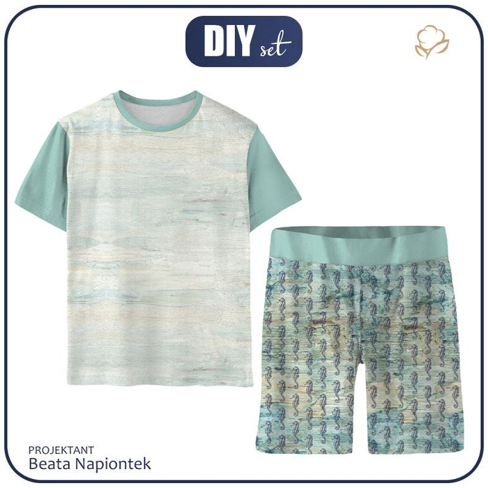 CHILDREN'S PAJAMAS "ADA" - SEA HORSES pat. 2 (SEA ABYSS) - sewing set
