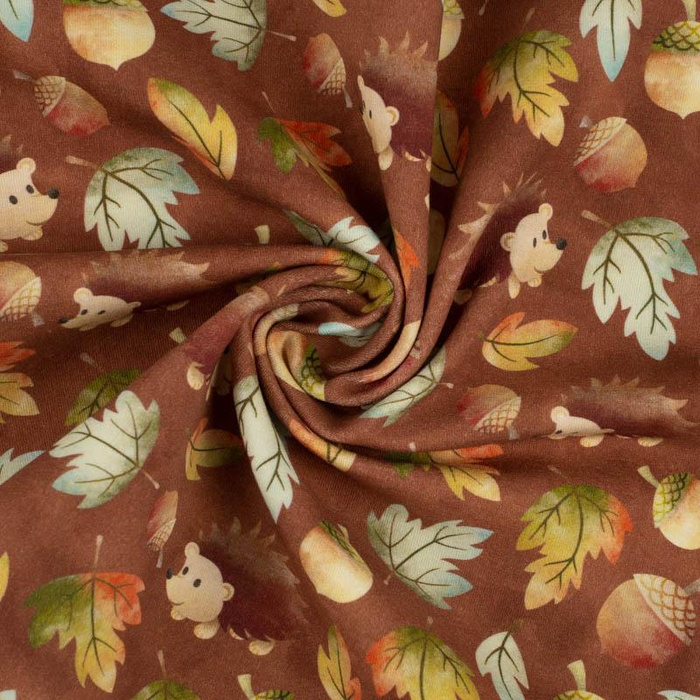 HEDGEHOGS IN LEAVES (AUTUMN GIRL) - single jersey with elastane