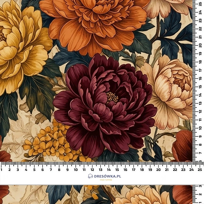 AUTUMN FLOWERS WZ. 26 - Drelich bavlněný